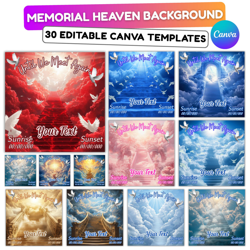 30 Until We Meet Again Editable Canva Templates, In Loving Memory Editable Templates, Funeral & Celebration of Life, Digital Download - Editable Memorial Canva Template