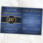 4 Pages Blue Church Program Template, Bi-Fold Funeral Program, Church Program Template, Printable & Editable, Instant Download - Editable Memorial Canva Template