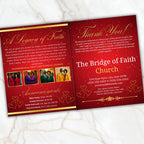 4 Pages Red Church Program Template, Bi-Fold Funeral Program, Church Program Red Gold , Printable & Editable, Instant Download - Editable Memorial Canva Template