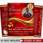 Church Anniversary Program Template, Editable Bifold 8.5x11” Design, Church Appreciation Program, Anniversary & Faith Celebration - Editable Memorial Canva Template