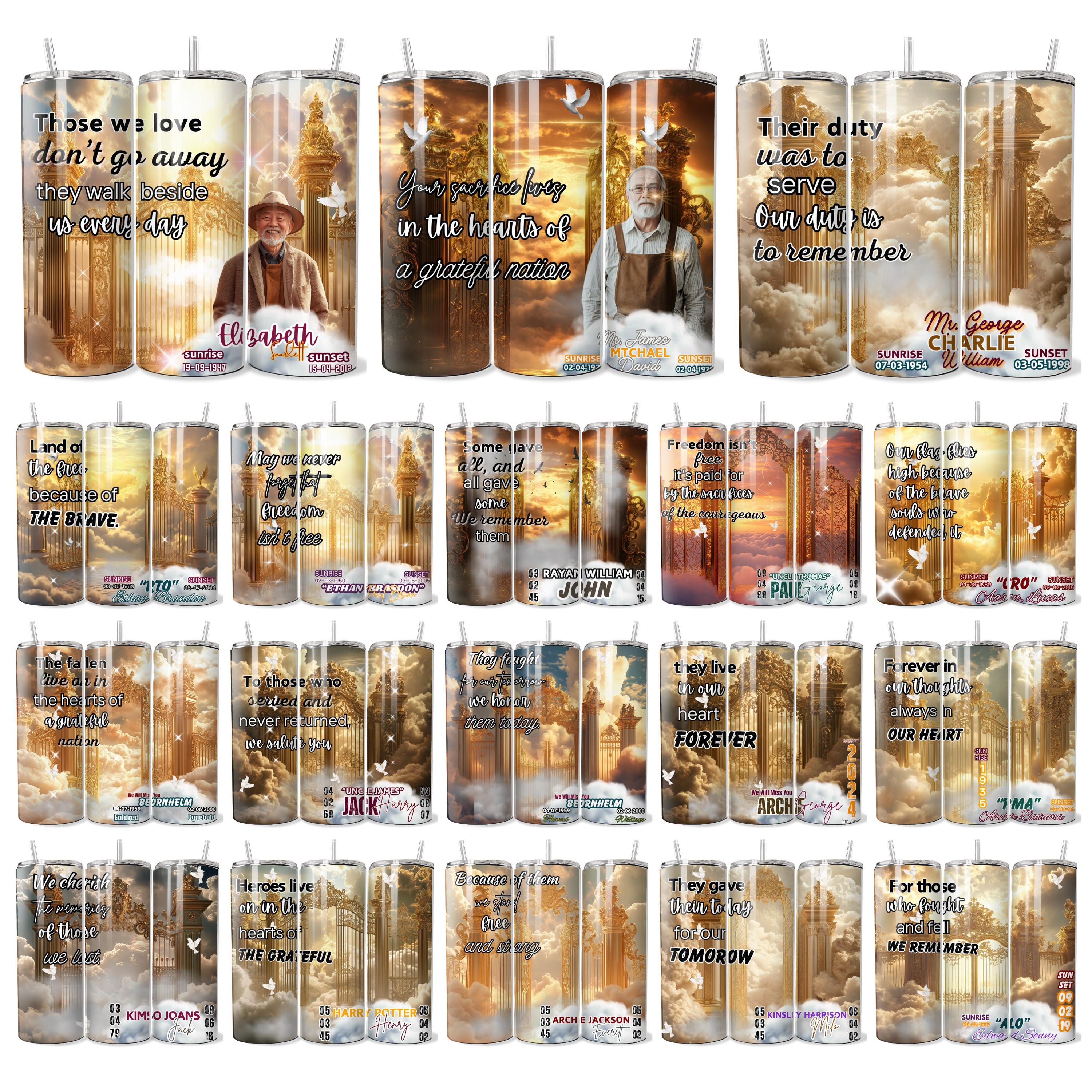 11 In Loving Memory Golden Tumbler Canva Editable Templates, In Loving Memory Template, Memorial Tumbler Canva Template, Funeral Celebration - Editable Memorial Canva Template