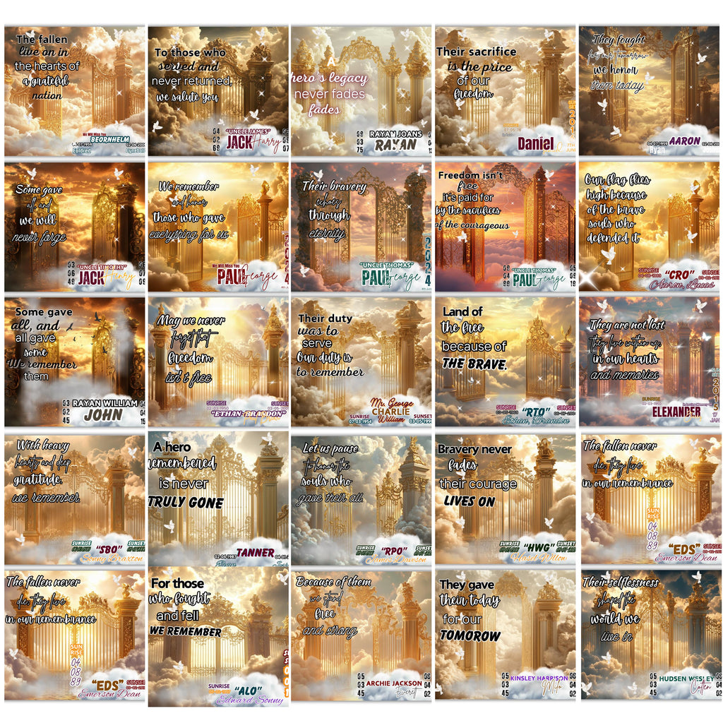 11 In Loving Memory Golden Tumbler Canva Editable Templates, In Loving Memory Template, Memorial Tumbler Canva Template, Funeral Celebration - Editable Memorial Canva Template