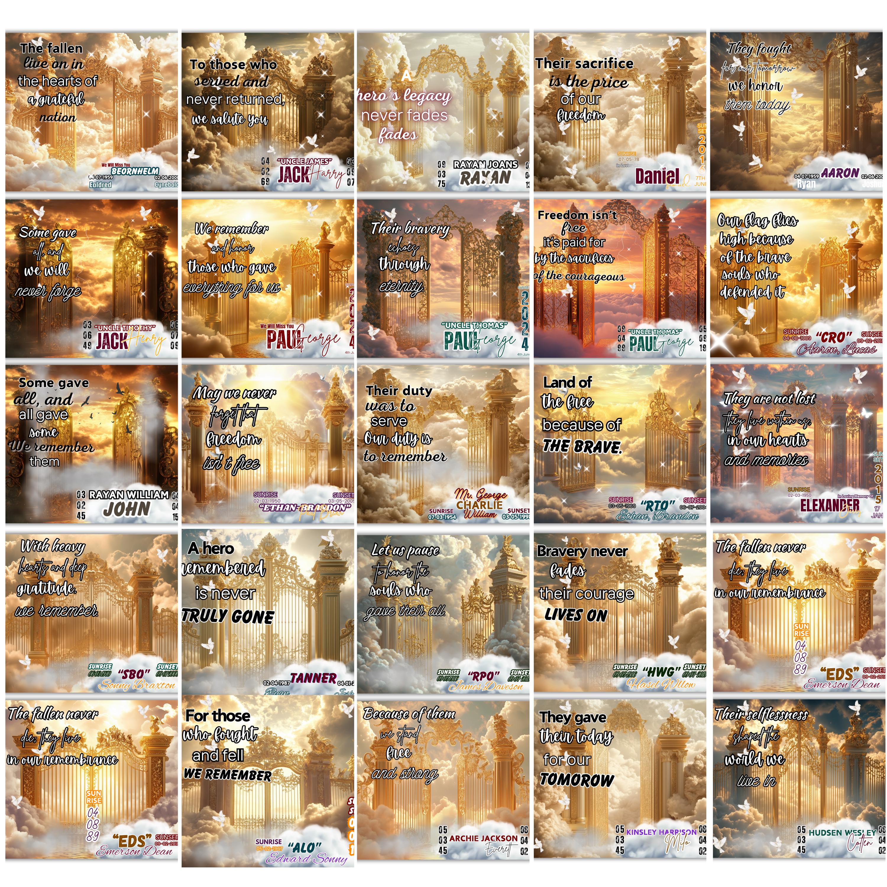 11 In Loving Memory Golden Tumbler Canva Editable Templates, In Loving Memory Template, Memorial Tumbler Canva Template, Funeral Celebration - Editable Memorial Canva Template