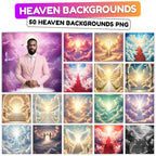 30 Memorial Heaven Backgrounds Png Bundle, Memorial Backgrounds, In Loving Memory Backgrounds, Heaven Stair Steps & Gate, In Loving Memory - Editable Memorial Canva Template