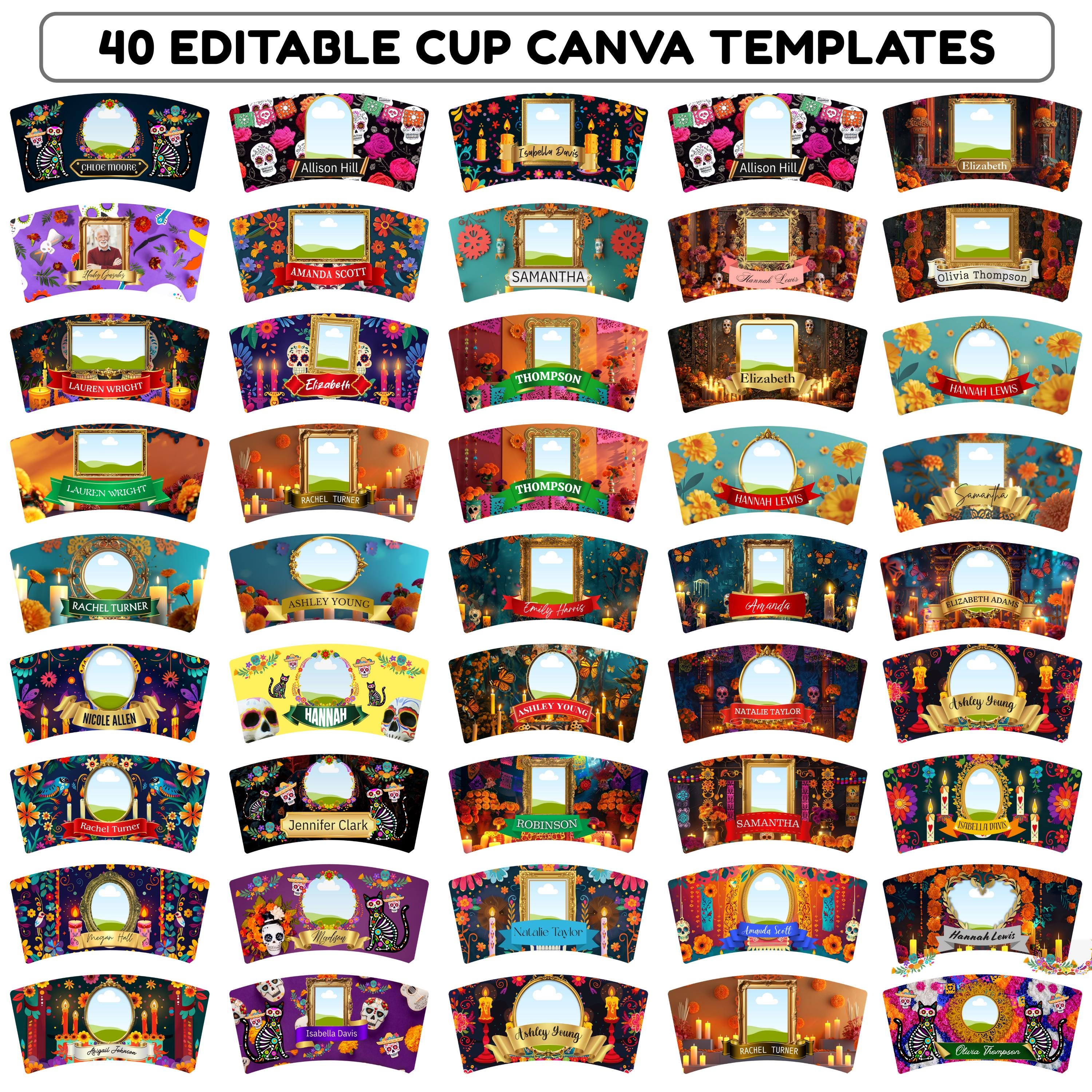 40 Día De Los Muertos Cup Labels Editable Templates, Dia de los Muertos Cup Altar Decor Stickers, Velas Etiquetas, Digital Download - Editable Memorial Canva Template