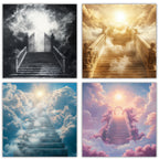 30 Memorial Heaven Backgrounds Png Bundle, Memorial Backgrounds, In Loving Memory Backgrounds, Heaven Stair Steps & Gate, Rest In Peace - Editable Memorial Canva Template