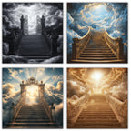 30 Memorial Heaven Backgrounds Png Bundle, Memorial Backgrounds, In Loving Memory Backgrounds, Heaven Stair Steps & Gate, Rest In Peace - Editable Memorial Canva Template