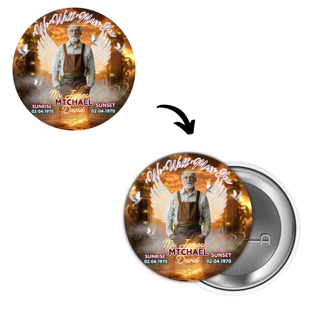 40 In Loving Memory Golden Pin Button Canva Editable Templates, Memorial Pin Button Canva Design, Rest in Peace Pin Button, Digital Download - Editable Memorial Canva Template