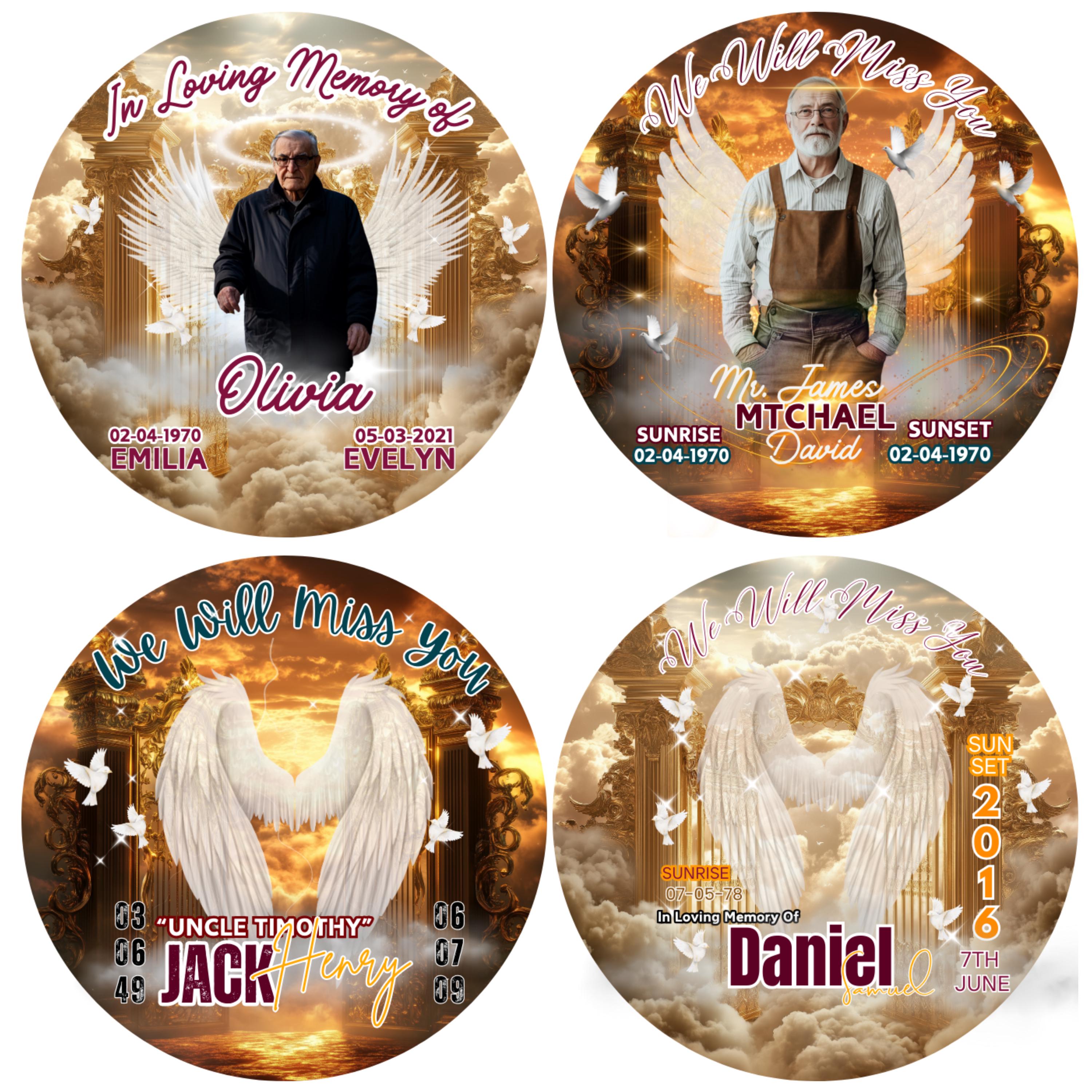 40 In Loving Memory Golden Pin Button Canva Editable Templates, Memorial Pin Button Canva Design, Rest in Peace Pin Button, Digital Download - Editable Memorial Canva Template