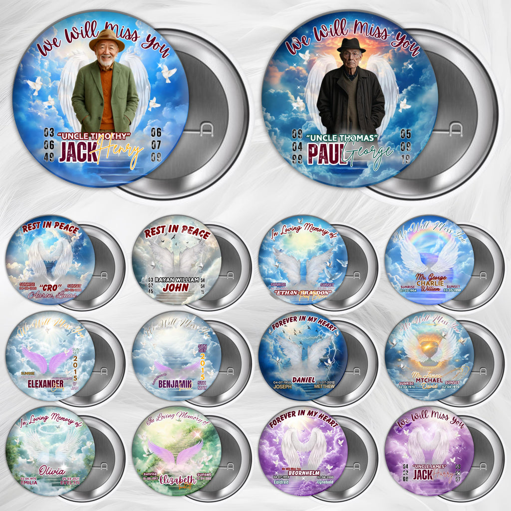 22 In Loving Memory Pin Button Canva Editable Templates, Memorial Pin Button Canva Designs, Rest in Peace Button, Instant Download - Editable Memorial Canva Template