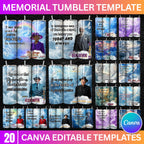 20 Memorial Tumbler Canva Editable Template Bundle, Canva Editable Template, Memorial Blue Tumbler, Add your Own Photo Canva Tumbler - Editable Memorial Canva Template