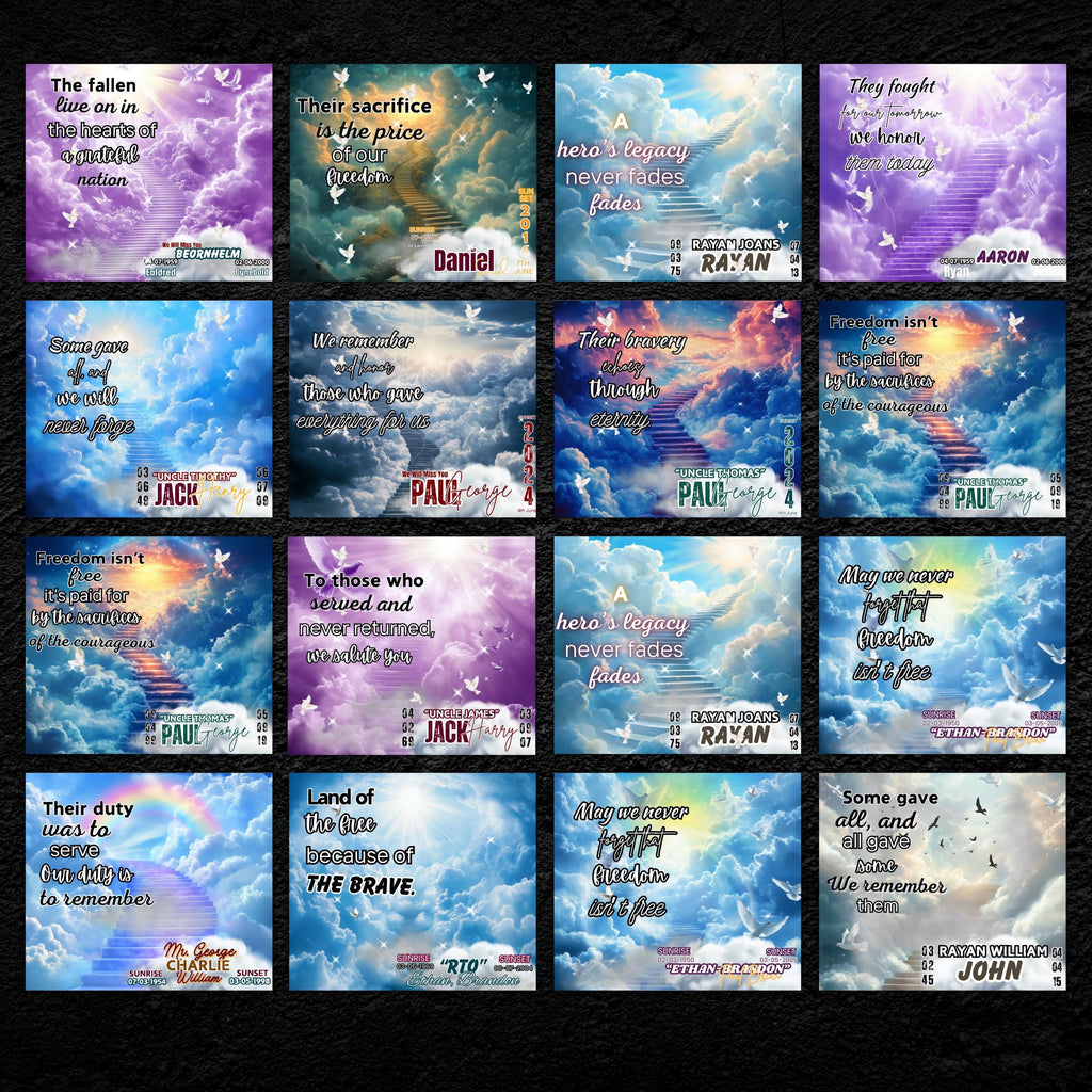 20 Memorial Tumbler Canva Editable Template Bundle, Canva Editable Template, Memorial Blue Tumbler, Add your Own Photo Canva Tumbler - Editable Memorial Canva Template