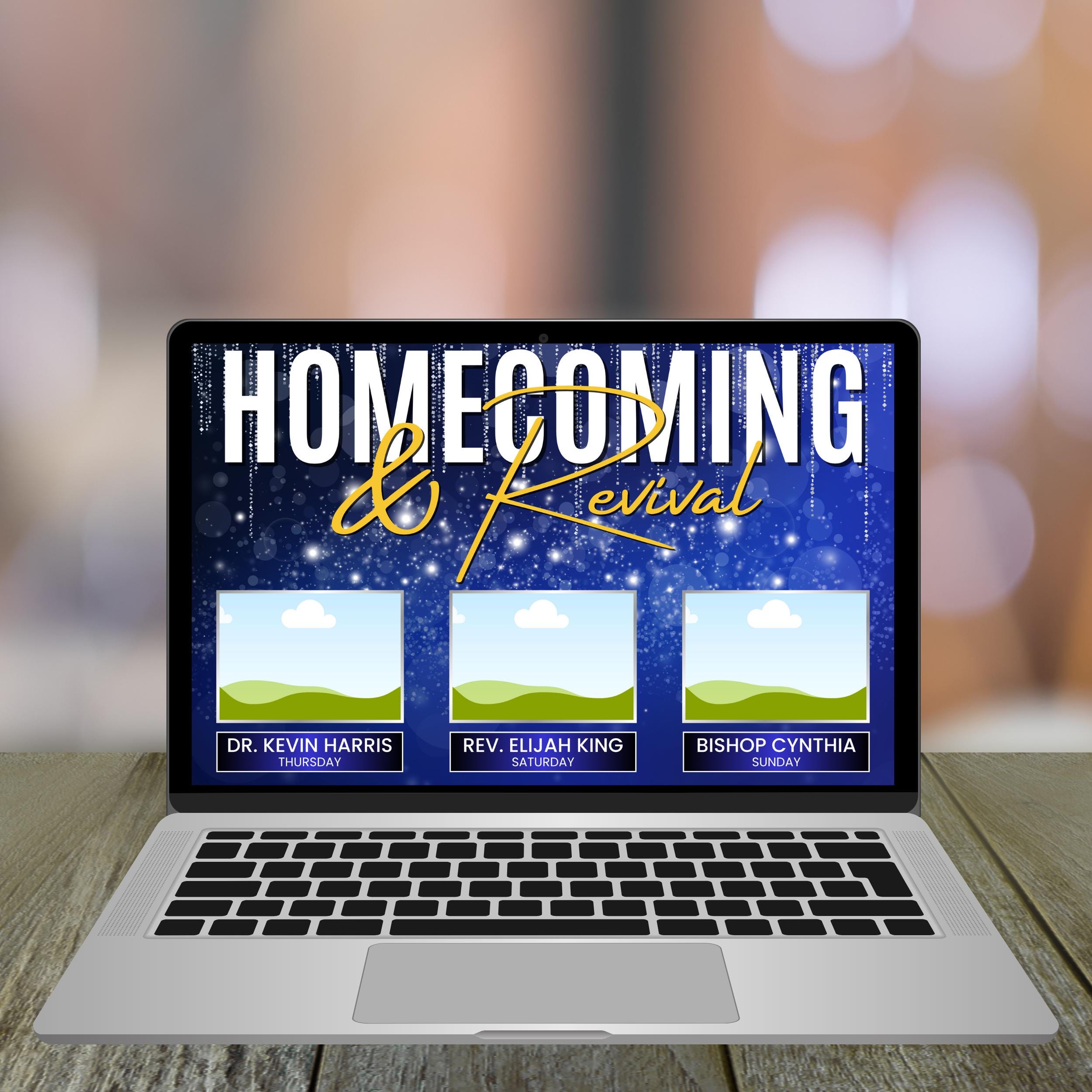 04 Homecoming and Revival Flyer Editable Template, Homecoming Campaign Template, Canva Frame Template, Digital Template, Instant Download - Editable Memorial Canva Template
