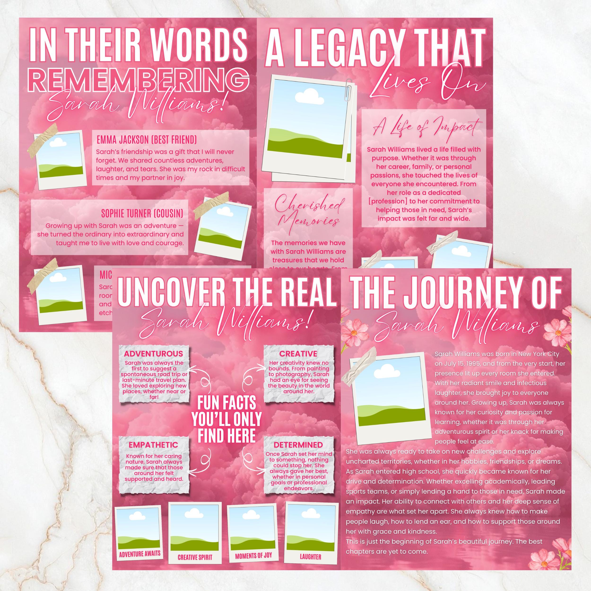 12 Page Memorial Essence Magazine Template, Celebration of Life Program & Keepsake, Obituary Celebration Of Life Program, Digital Download - Editable Memorial Canva Template