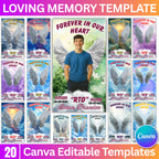 20 In Loving Memory Canva Editable Templates, Memorial Canva Template, Rest In Peace Design, Funeral Celebration of Life, Digital Download - Editable Memorial Canva Template