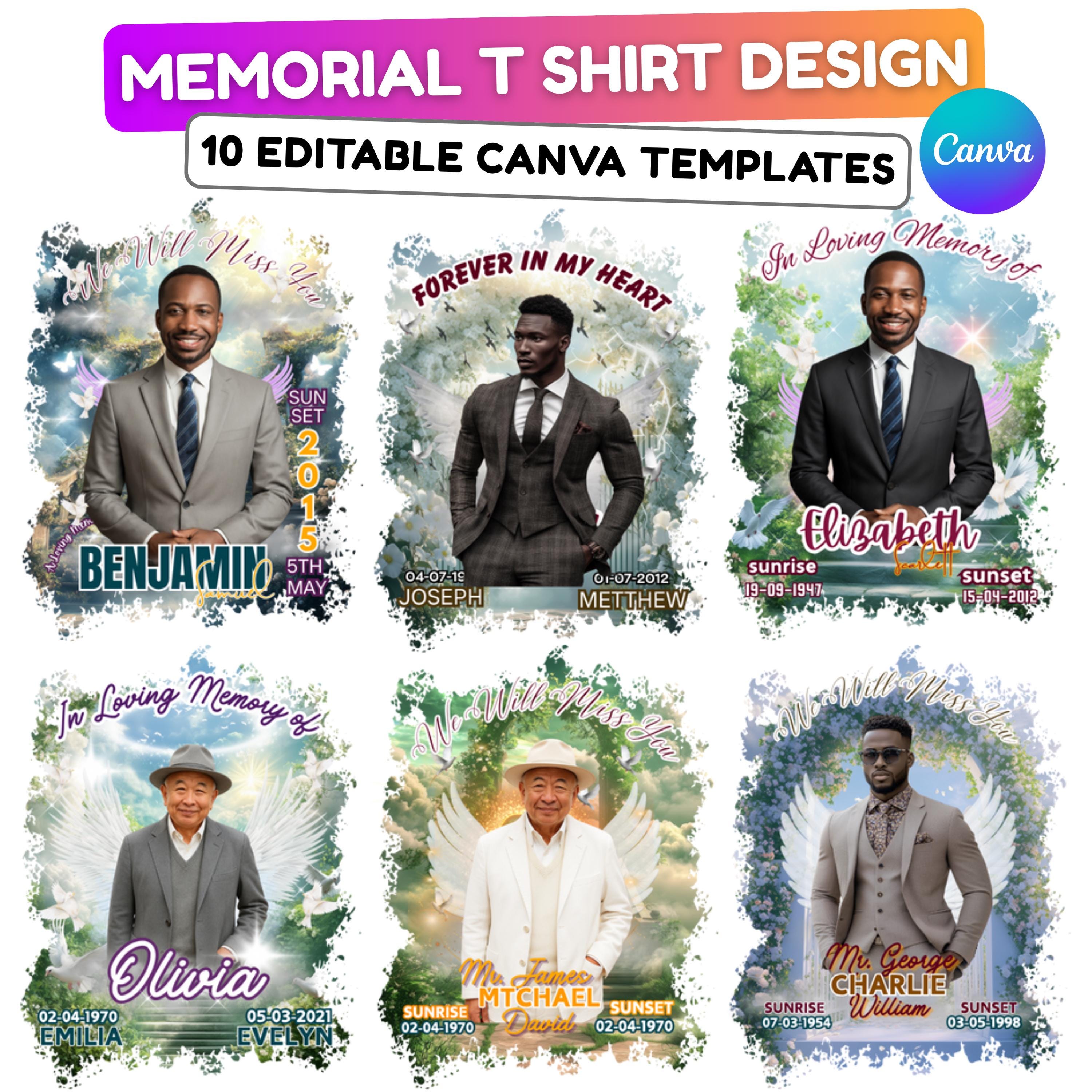 11 In Loving Memory T Shirt Canva Editable Templates, In Loving Memory Templates, Memorial Canva Template, Funeral & Celebration of Life - Editable Memorial Canva Template