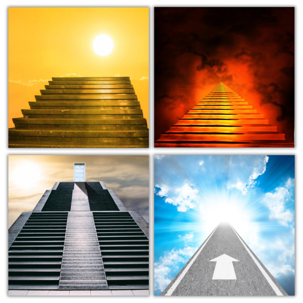 50 Memorial Heaven Backgrounds Png Bundle, Memorial Backgrounds, In Loving Memory Backgrounds, Heaven Stair Steps & Gate, Rest In Peace - Editable Memorial Canva Template