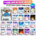 50 Forever In Our Heart Editable Templates, Memorial Canva Template, Rest In Peace Design, In Loving Memory Template, Instant Download - Editable Memorial Canva Template