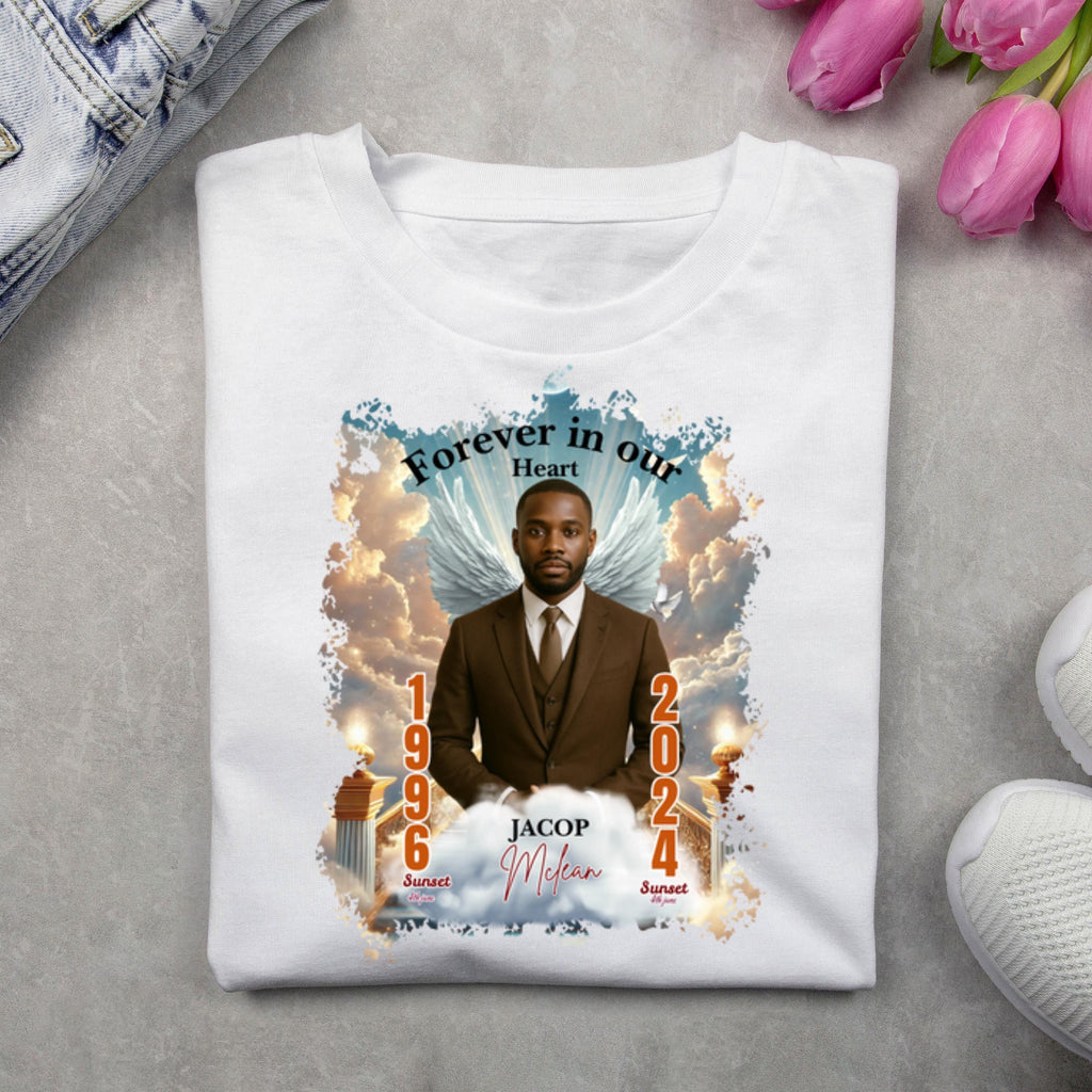 20 Forever In Our Heart T Shirt Canva Editable Templates, In Loving Memory Templates, Memorial Canva Template, Funeral & Celebration of Life - Editable Memorial Canva Template