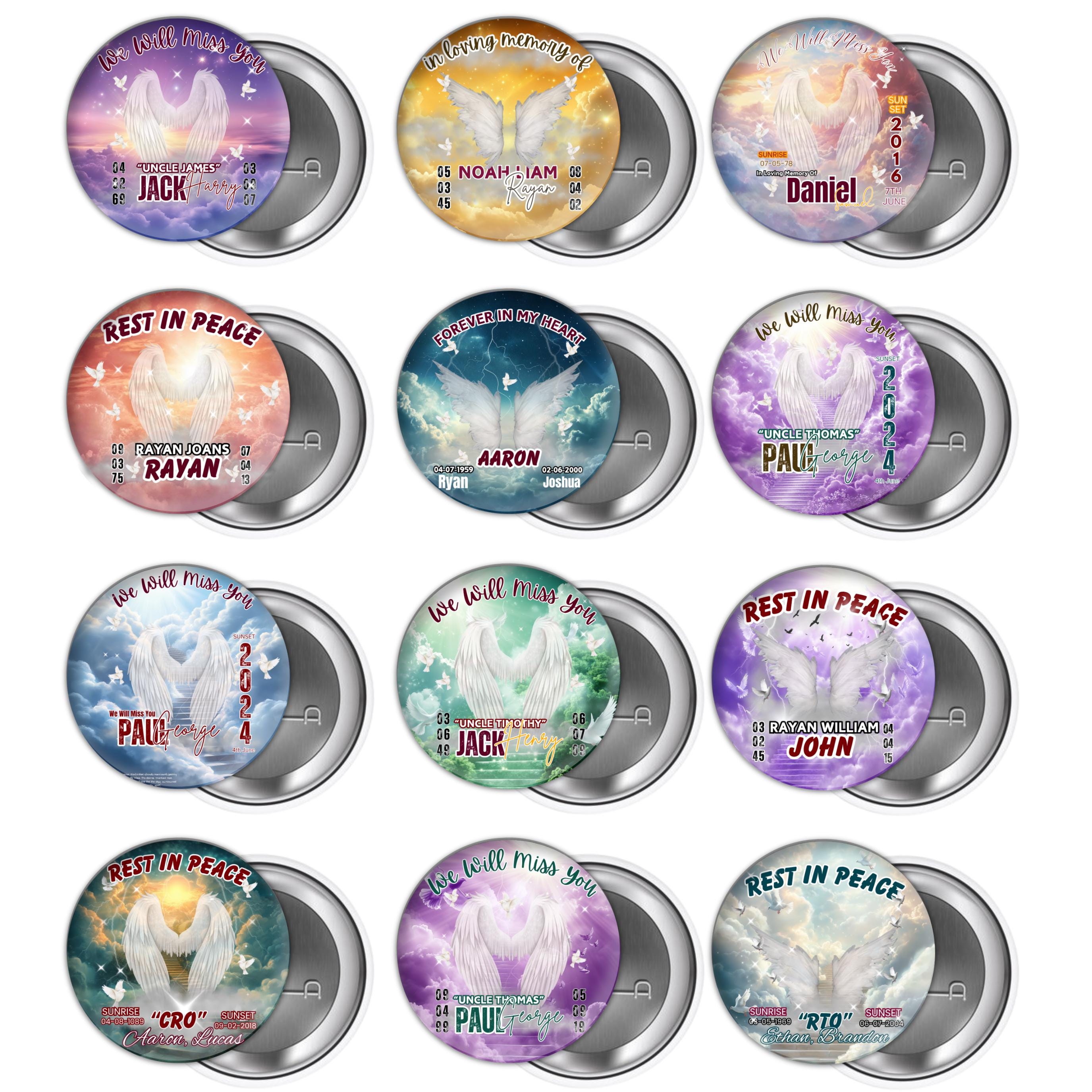 50 Forever In My Heart Pin Button Canva Editable Templates, Memorial Pin Button Canva Design, In Loving Memory Pin Button, Rest In Peace - Editable Memorial Canva Template