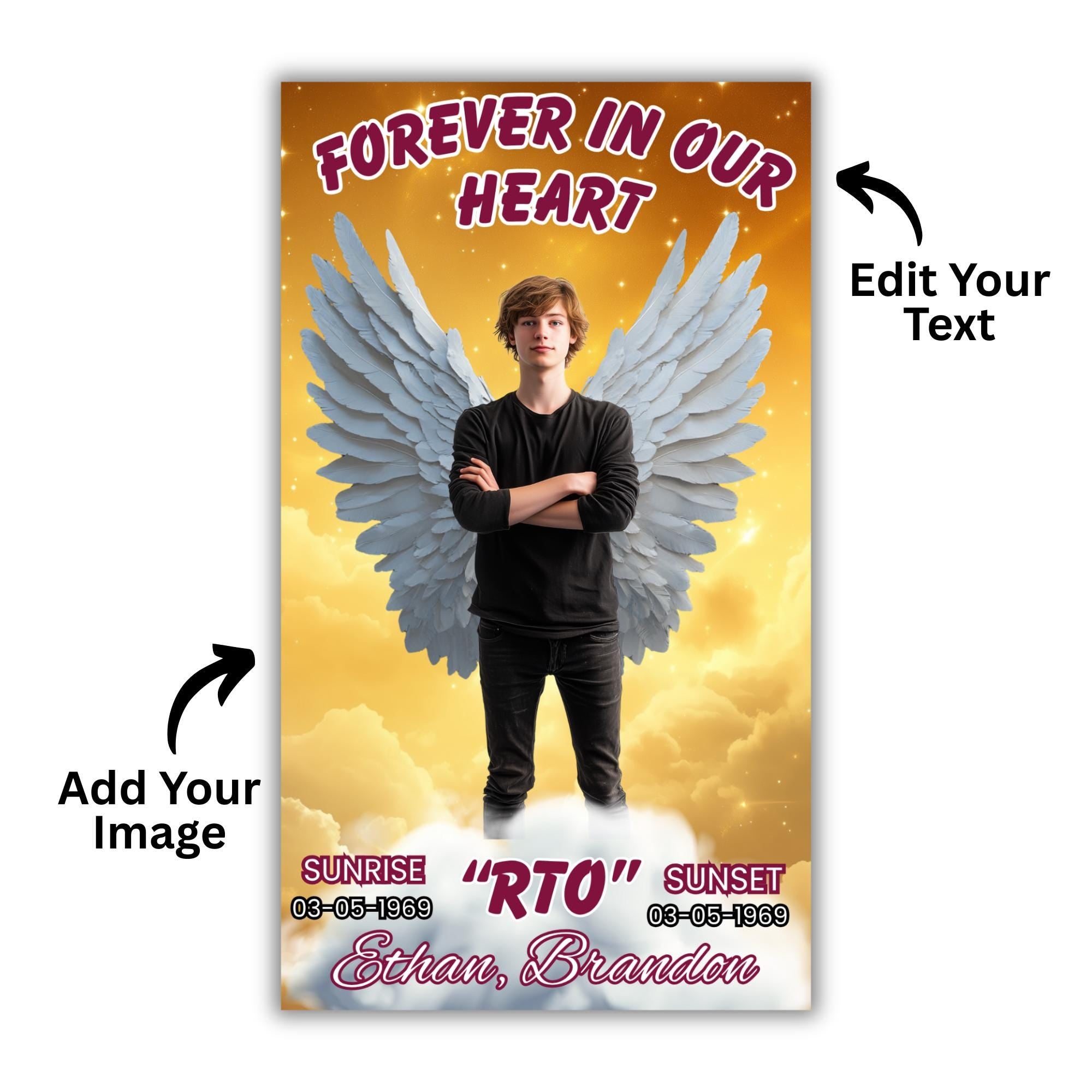 20 Forever In Our Heart Editable Templates, Memorial Canva Template, Rest In Peace Design, In Loving Memory Template, Instant Download - Editable Memorial Canva Template
