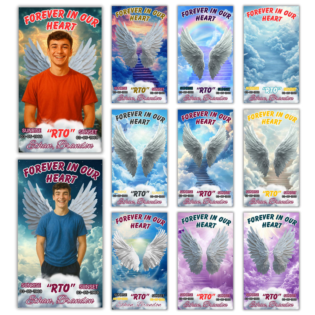 20 Forever In Our Heart Editable Templates, Memorial Canva Template, Rest In Peace Design, In Loving Memory Template, Instant Download - Editable Memorial Canva Template
