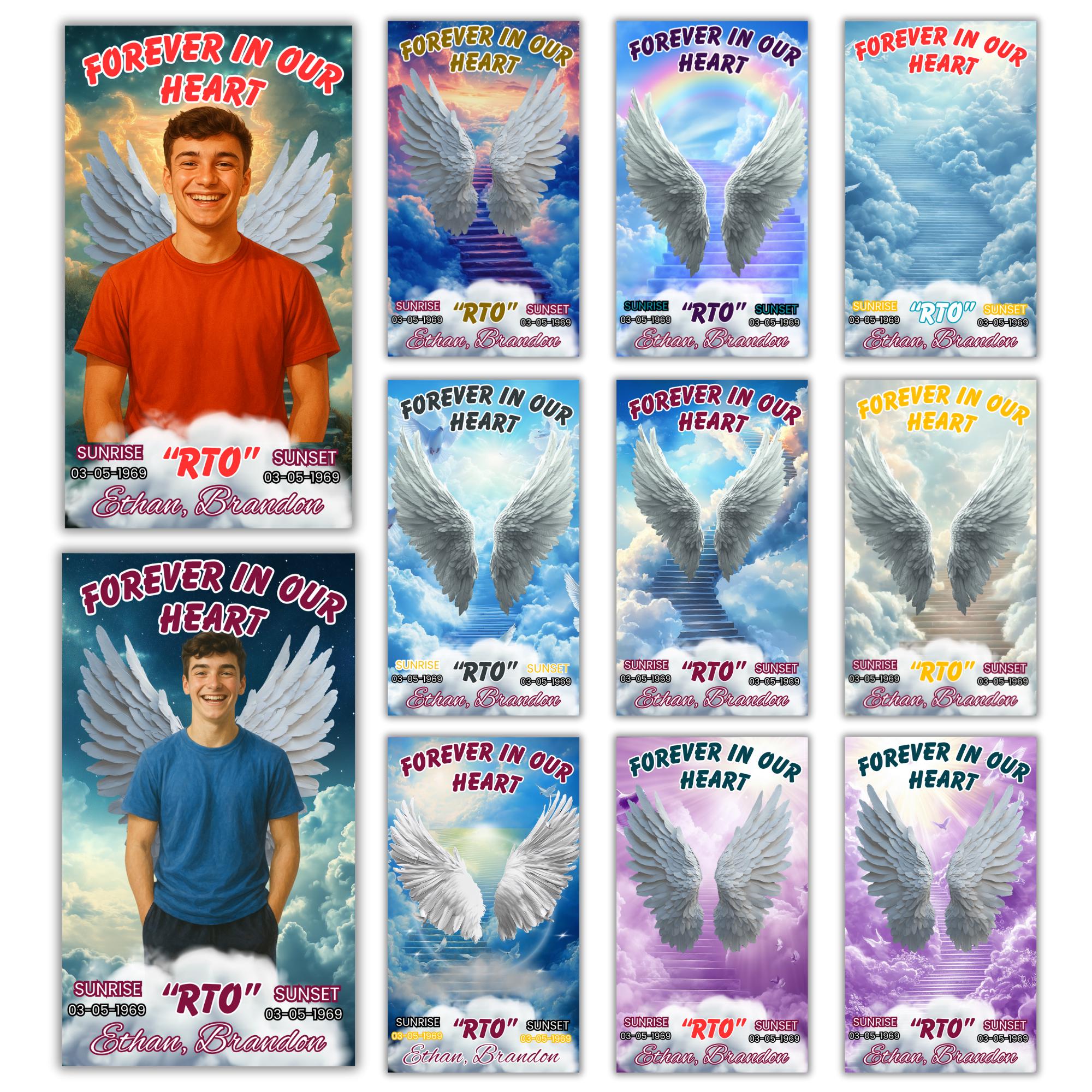 20 Forever In Our Heart Editable Templates, Memorial Canva Template, Rest In Peace Design, In Loving Memory Template, Instant Download - Editable Memorial Canva Template
