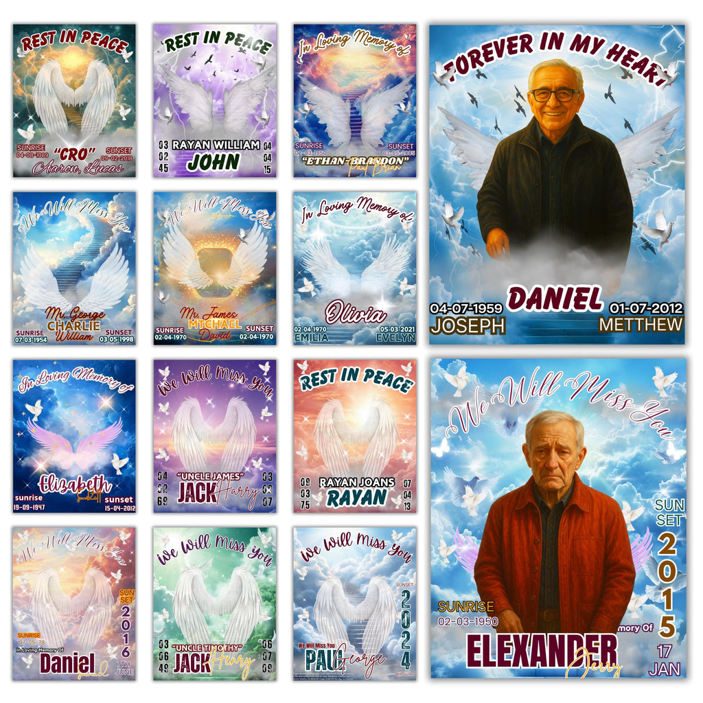20 Forever In Our Heart Editable Templates, Memorial Canva Template, Rest In Peace Design, In Loving Memory Template, We Will Miss You - Editable Memorial Canva Template