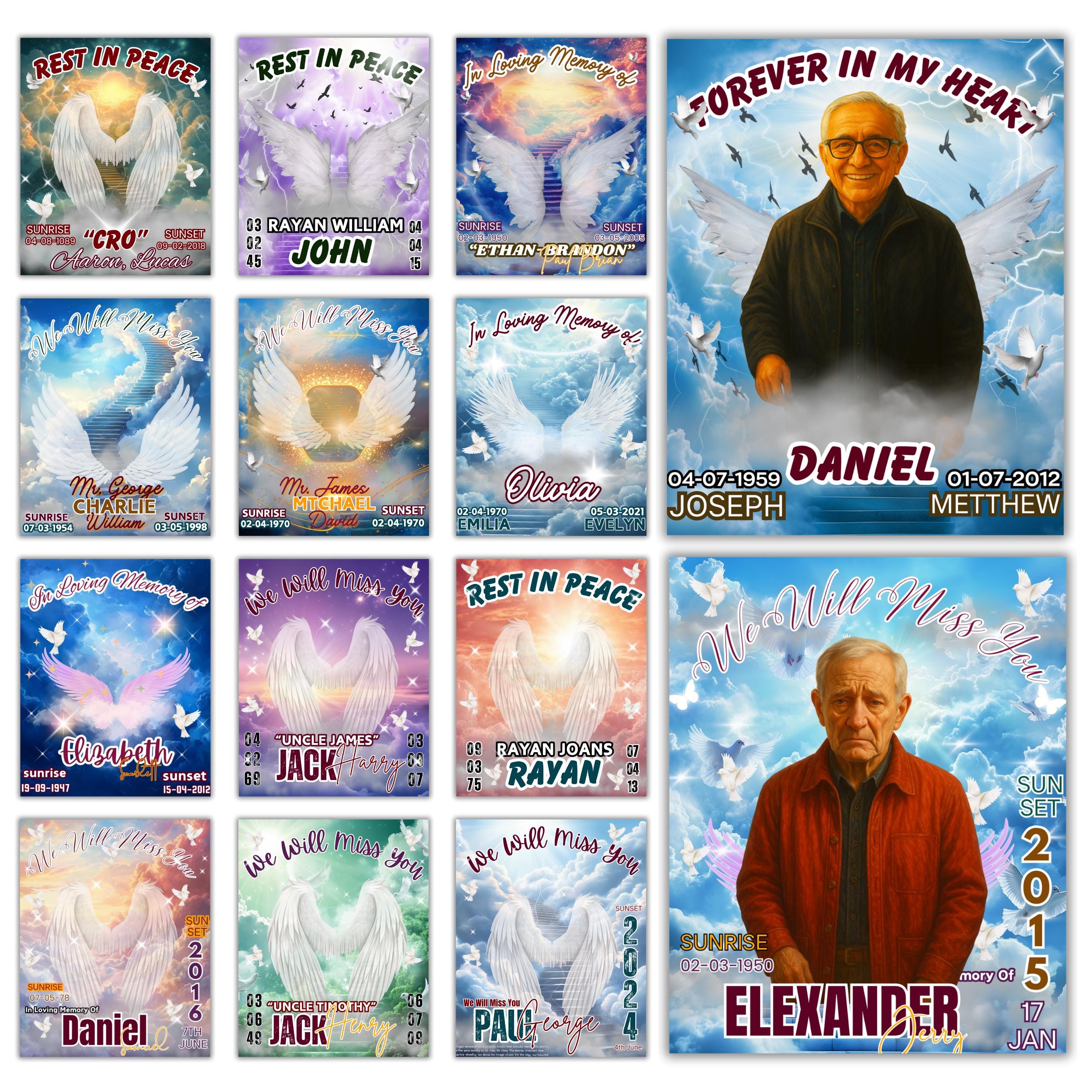 20 Forever In Our Heart Editable Templates, Memorial Canva Template, Rest In Peace Design, In Loving Memory Template, We Will Miss You - Editable Memorial Canva Template