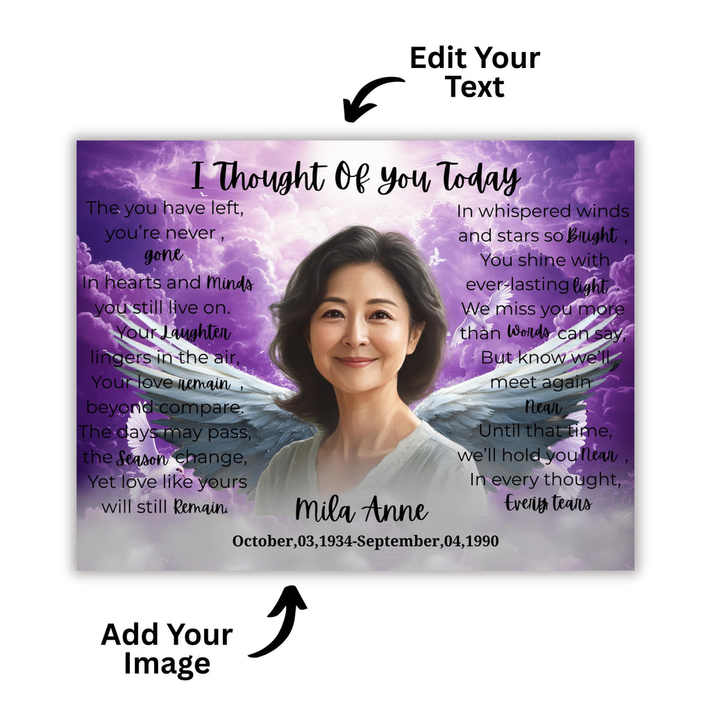20 Memorial Poem Tumbler Canva Editable Template, I Thought Of You Today, Memorial Tumbler Template, Add your Own Photo Canva Tumbler - Editable Memorial Canva Template