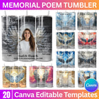 20 Memorial Poem Tumbler Canva Editable Template, I Thought Of You Today, Memorial Tumbler Template, Add your Own Photo Canva Tumbler - Editable Memorial Canva Template