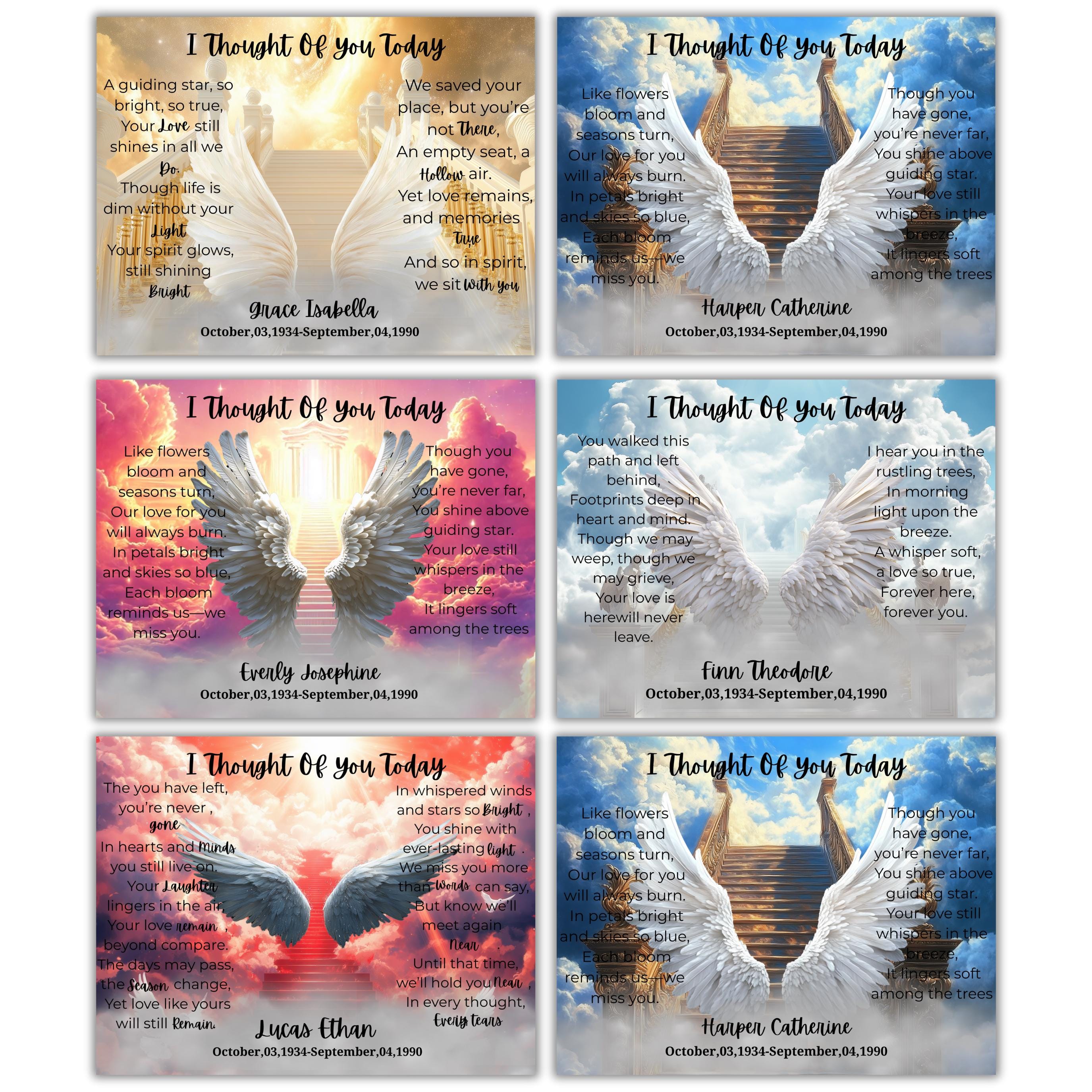 20 Memorial Poem Tumbler Canva Editable Template, I Thought Of You Today, Memorial Tumbler Template, Add your Own Photo Canva Tumbler - Editable Memorial Canva Template