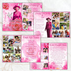 08 Pages Pink Funeral Program Template, Bi-Fold Funeral Program, Obituary Celebration Of Life Program, Digital Download - Editable Memorial Canva Template