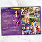 08 Pages Purple Funeral Program Template, Bi-Fold Funeral Program, Obituary Celebration Of Life Program, Digital Download - Editable Memorial Canva Template