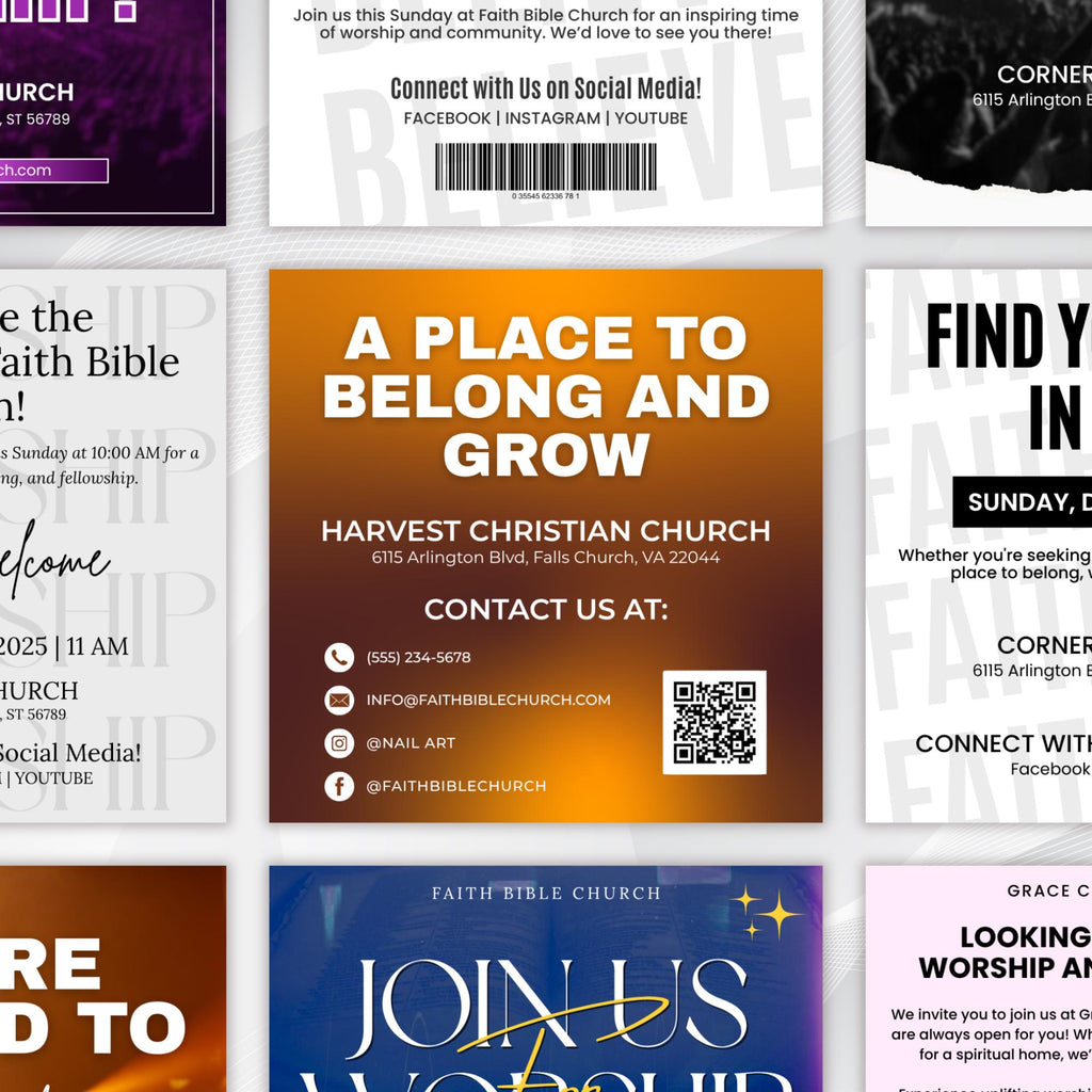 10 Worship Church Invite Invitation for Events, Worship Church Announcement Flyer, Worship Invite Card Flyer, Iteneraries, Outreach Template - Editable Memorial Canva Template