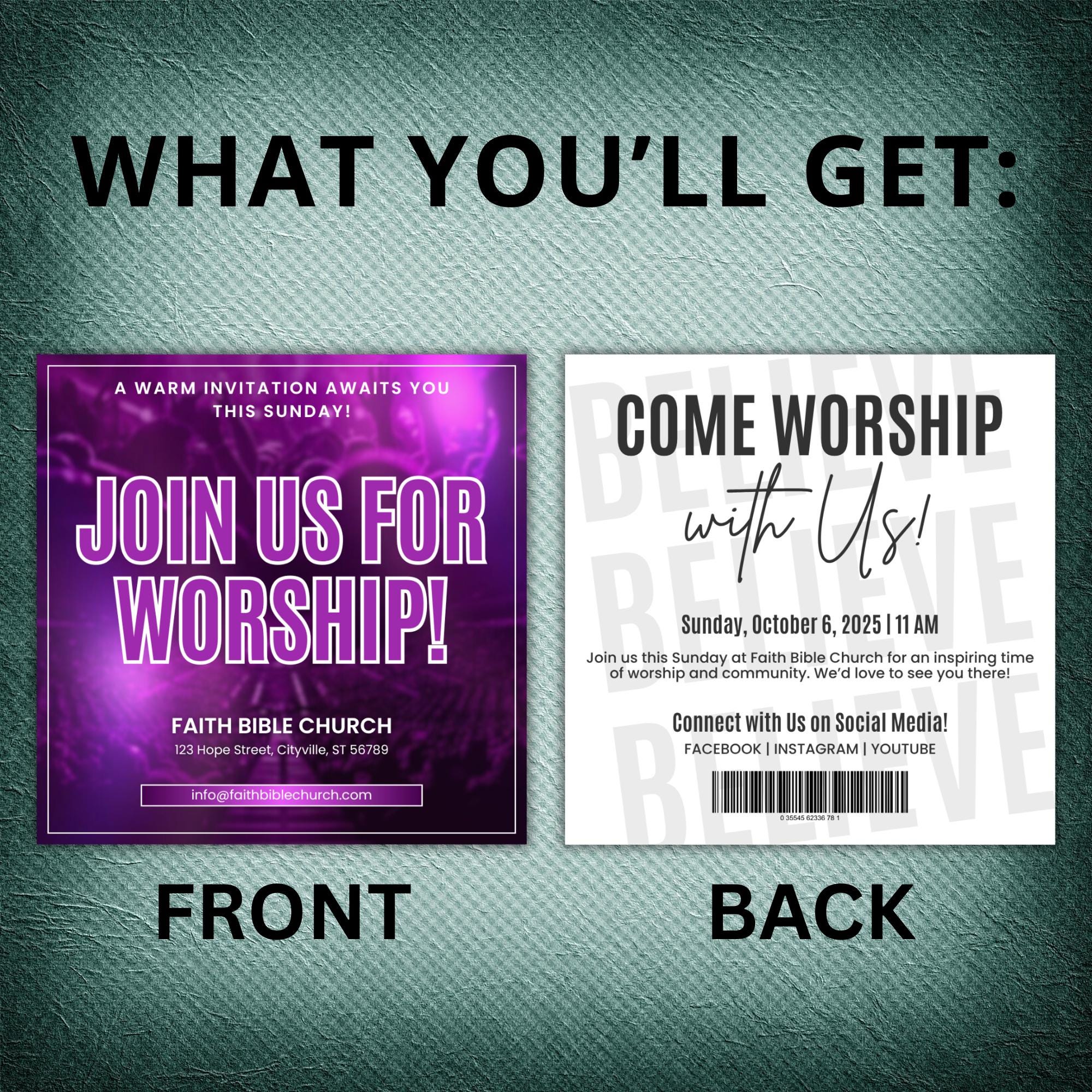 10 Worship Church Invite Invitation for Events, Worship Church Announcement Flyer, Worship Invite Card Flyer, Iteneraries, Outreach Template - Editable Memorial Canva Template