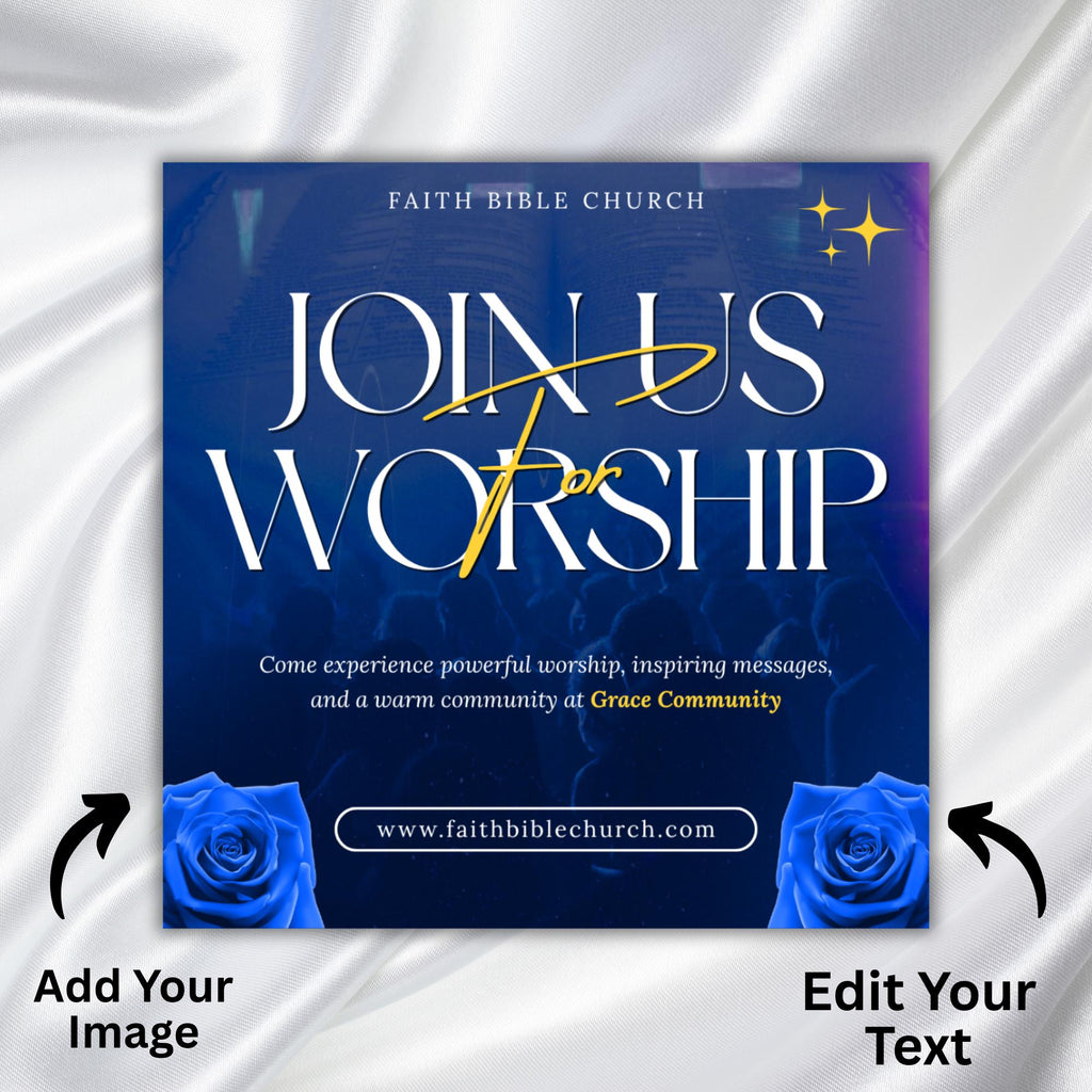 10 Worship Church Invite Invitation for Events, Worship Church Announcement Flyer, Worship Invite Card Flyer, Iteneraries, Outreach Template - Editable Memorial Canva Template