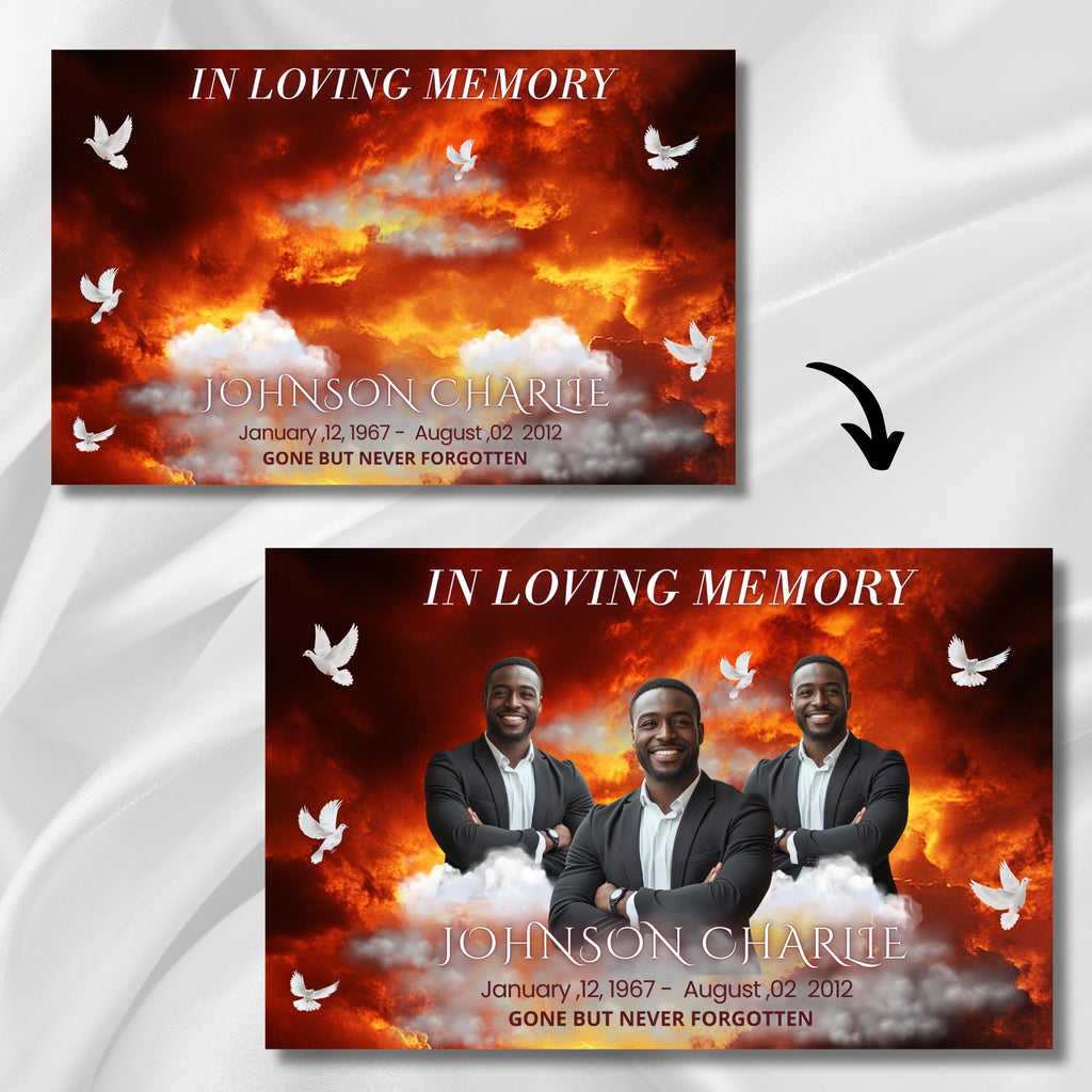 20 Memorial Backdrops Canva Editable Templates, In Loving Memory Backdrops, Funeral & Memorial Designs, Memorial Backgrounds, Rest In Peace - Editable Memorial Canva Template