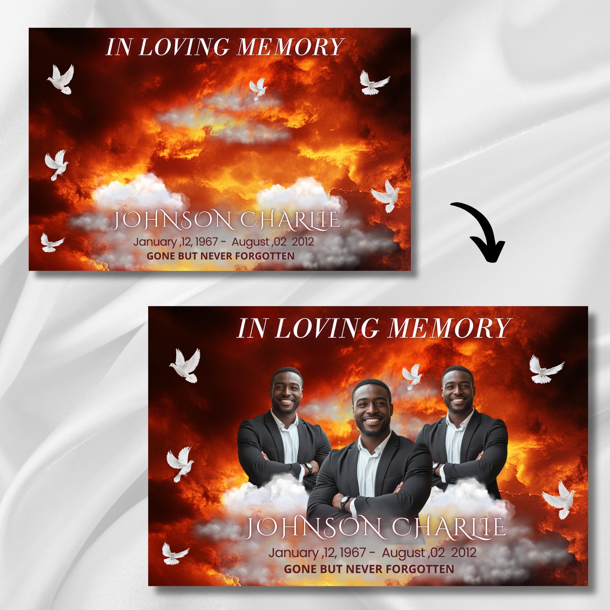 20 Memorial Backdrops Canva Editable Templates, In Loving Memory Backdrops, Funeral & Memorial Designs, Memorial Backgrounds, Rest In Peace - Editable Memorial Canva Template
