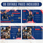 08 Pages Military Funeral Program Template, Bi-Fold Funeral Program, Obituary Celebration Of Life Program, Digital Download - Editable Memorial Canva Template