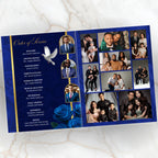 08 Pages Blue Funeral Program Template, Bi-Fold Funeral Program, Obituary Celebration Of Life Program, Digital Download - Editable Memorial Canva Template