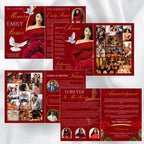 08 Pages Red Funeral Program Template, Bi-Fold Funeral Program, Obituary Celebration Of Life Program, Digital Download - Editable Memorial Canva Template