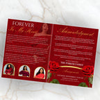 08 Pages Red Funeral Program Template, Bi-Fold Funeral Program, Obituary Celebration Of Life Program, Digital Download - Editable Memorial Canva Template