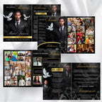 08 Pages Black Funeral Program Template, Bi-Fold Funeral Program, Obituary Celebration Of Life Program, Digital Download - Editable Memorial Canva Template