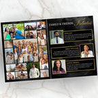 08 Pages Black Funeral Program Template, Bi-Fold Funeral Program, Obituary Celebration Of Life Program, Digital Download - Editable Memorial Canva Template