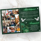 08 Pages Green Funeral Program Template, Bi-Fold Funeral Program, Obituary Celebration Of Life Program, Digital Download - Editable Memorial Canva Template