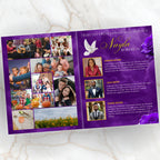 08 Pages Purple Funeral Program Template, Bi-Fold Funeral Program, Obituary Celebration Of Life Program, Digital Download - Editable Memorial Canva Template