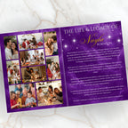 08 Pages Purple Funeral Program Template, Bi-Fold Funeral Program, Obituary Celebration Of Life Program, Digital Download - Editable Memorial Canva Template