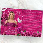 08 Pages Pink Funeral Program Template, Bi-Fold Funeral Program, Obituary Celebration Of Life Program, Digital Download - Editable Memorial Canva Template