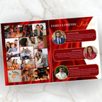 08 Pages Red Funeral Program Template, Bi-Fold Funeral Program, Obituary Celebration Of Life Program, Digital Download - Editable Memorial Canva Template
